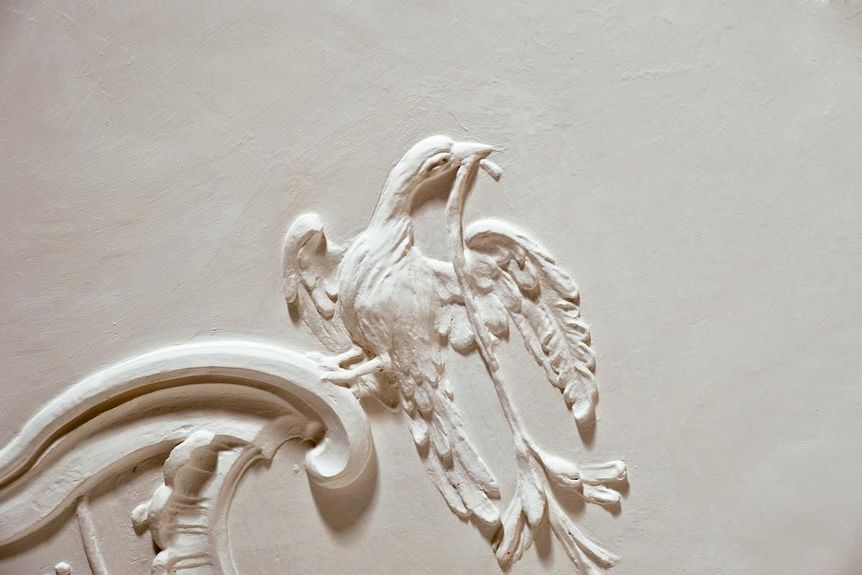 photo: Staatliche Schlösser und Gärten Baden-Württemberg, Arnim Weischer Stucco element with birds, Meersburg New Palace