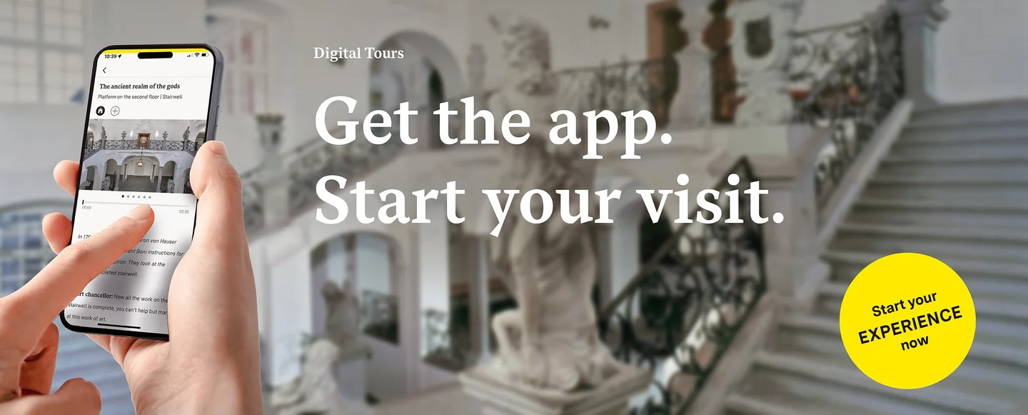Motiv: Staaliche Schlösser und Gärten Baden-Württemberg, Illustration: JUNG:Kommunikation GmbH Meersburg New Palace, advertising banner for the app "Monument BW"