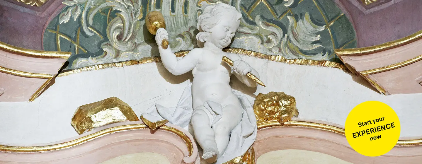 Motiv: Staaliche Schlösser und Gärten Baden-Württemberg, Illustration: JUNG:Kommunikation GmbH Meersburg New Palace, advertising banner for the app "Monument BW"